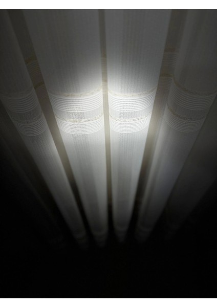 Nivemeshome Haven 3023 Gold Detaylı 1/3 Sık Pileli Tül Perde Apm