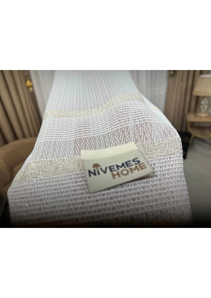 Nivemeshome Haven 3023 Gold Detaylı 1/3 Sık Pileli Tül Perde Apm indirimleri