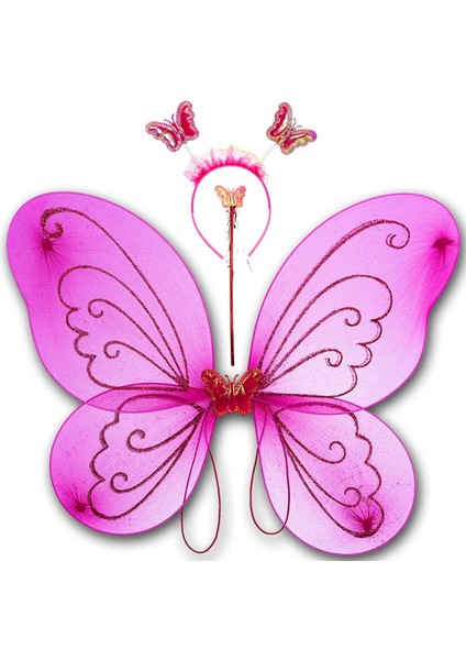 Kelebek kanat seti fuşya pembe kanat-taç-asa modelleri