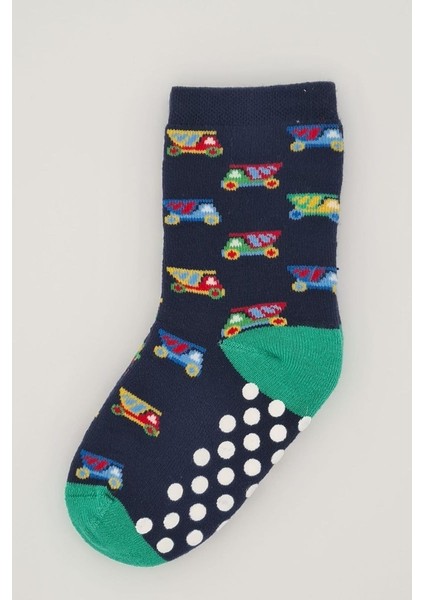 Kıpırık Baby3 Çift Havlu Pamuklu Kaydırmaz Taban Kışlık Araba ve Çizgi Desenli Erkek Çocuk ve Bebek Soket Çorap fırsatları