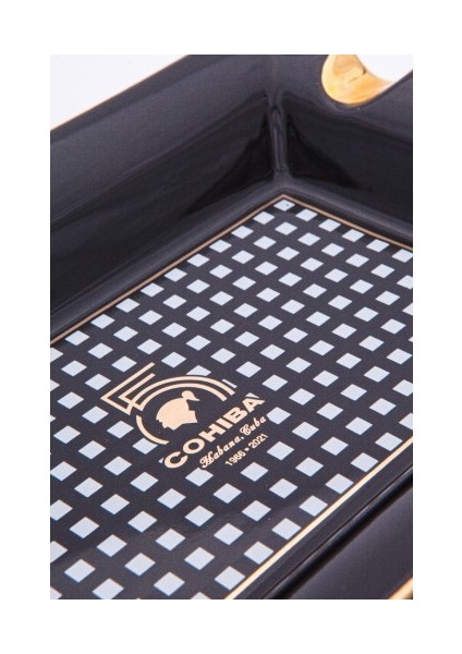 55. Yıl Siyah Desenli Dörtlü Porselen Puro Küllüğü modelleri