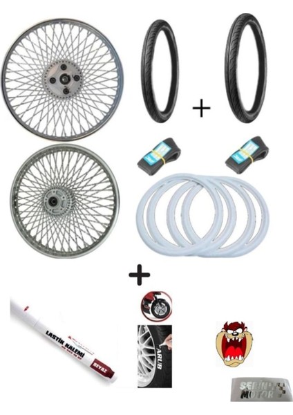 Cg 72 Tel Ön Diskli 17-18 Jant Takımı+Ince Iç Dış Lastik Seti+Lastik Yazı Kalemi+Sticker(Açıklama!!)