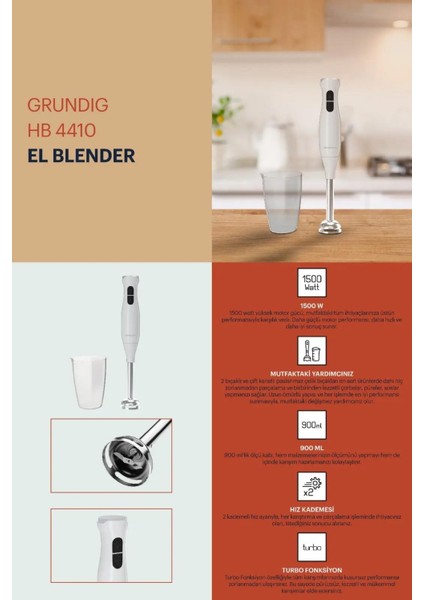 Çelik Uçlu Çubuk Blender 700 W - Beyaz fiyatları