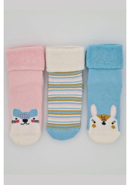 Kıpırık Baby3 Çift Havlu Pamuklu Kaydırmaz Taban Kışlık Kız Çocuk ve Bebek Soket Çorap