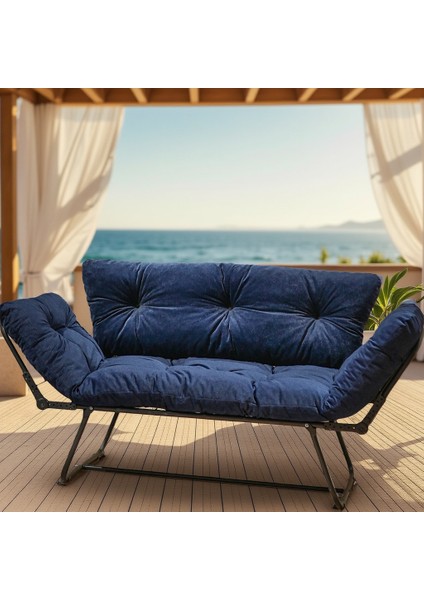 Urban Chic Mekanizmalı Yataklı Ikili Kanepe – Modern Lacivert Katlanır Çekyat, Zarif ve Ergonomik