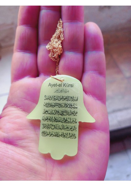 Ayetel Kürsi Fatma Ana Eli Karanlıkta Parlayan Fosforlu Zincirli Kolye indirimleri