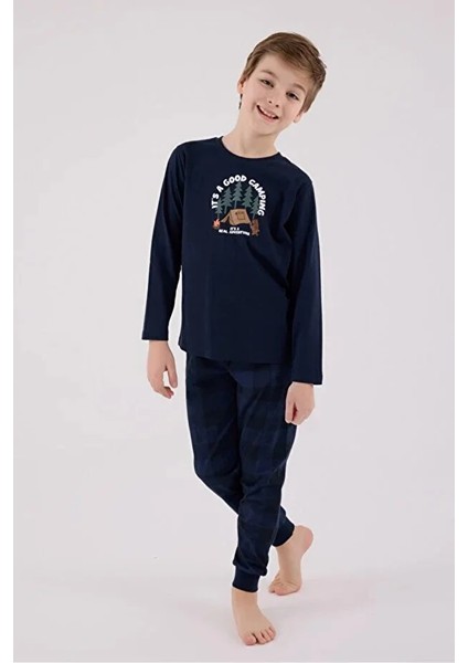 Uzun Kol Ekoseli Erkek Çocuk Pijama Takım 3500