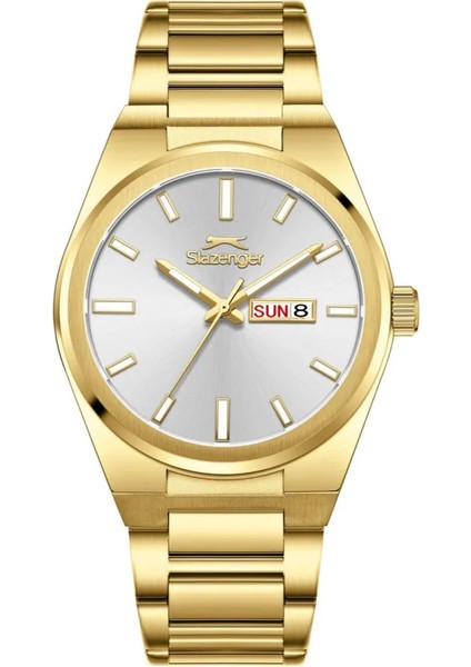 SL.09.2555.2.05 Erkek Kol Saati | 41 mm Altın Sarı Oval Kasa, Tarih-Gün Göstergeli, Paslanmaz Çelik