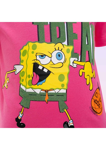 Sünger Bob Kare Pantolon Kız Çocuk Legendary Halloween Pembe Tişört modelleri