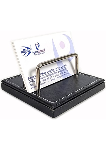 PR4279 Siyah Lüks Ofis Masaüstü Kartvizitlik Ahşap-Deri Tabanlı