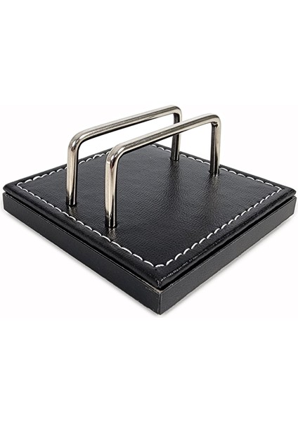 PR4279 Siyah Lüks Ofis Masaüstü Kartvizitlik Ahşap-Deri Tabanlı