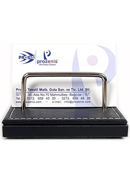 PR4279 Siyah Lüks Ofis Masaüstü Kartvizitlik Ahşap-Deri Tabanlı