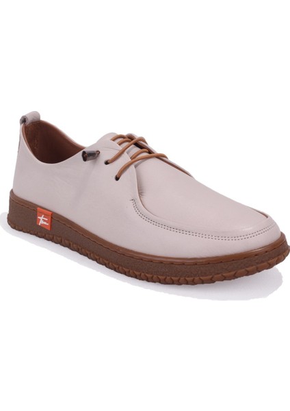 DZA07-12981124 Ekru Ortopedik Günlük Deri Kadın Ayakkabı