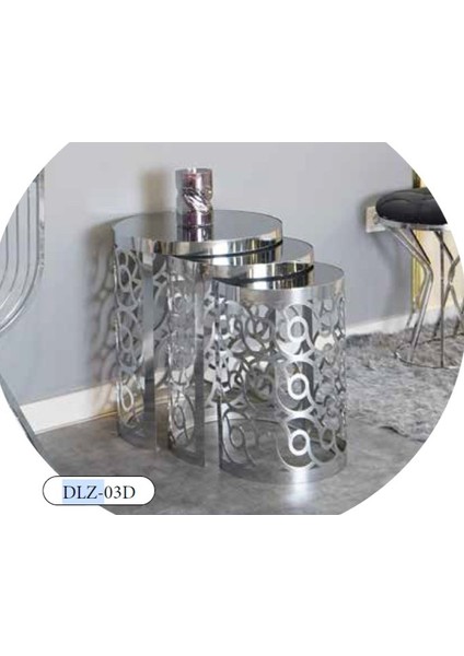 Mim Füme - Gümüş Lazer Kesim Zigon Sehpa