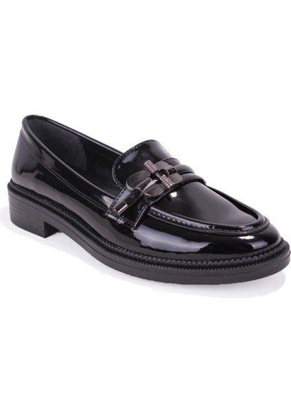 DZA07-863705 Siyah Rugan Günlük Loafer Kadın Ayakkabı