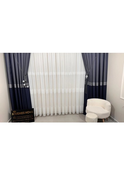 Nivemeshome Keten Mira W011908.801 1/2,5 Sık Pileli Tül Perde Apm