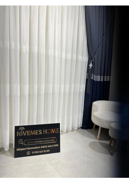 Nivemeshome Keten Mira W011908.801 1/2,5 Sık Pileli Tül Perde Apm