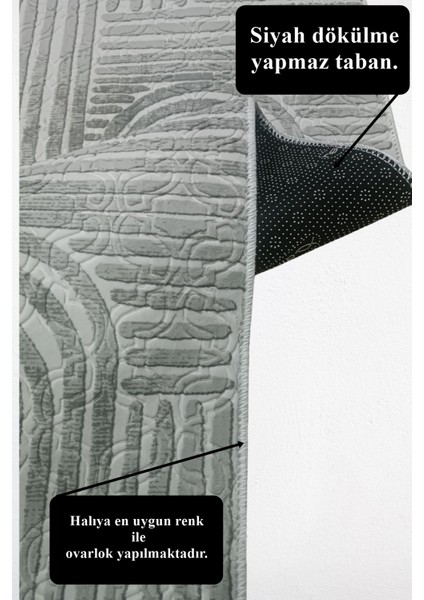 Elit Osso Gri Beyaz Kabartmalı Kaymaz Taban Yıkanabilir Kesme Yolluk Halı modelleri