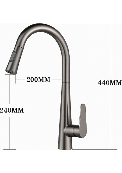 Spiralli Mutfak Evye Batarya Antrasit Çek Bırak Uzayan Iki Modlu Başlık Fıskiye Musluk Yeni Armatür