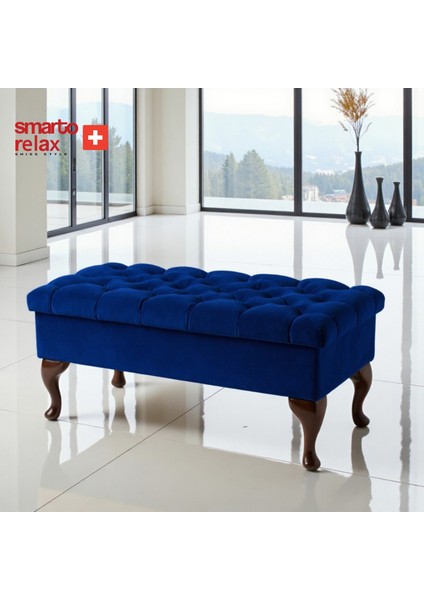 Puf Mürren Ayaklı Kapitoneli Dekoratif 100x40x45 cm(Lacivert)