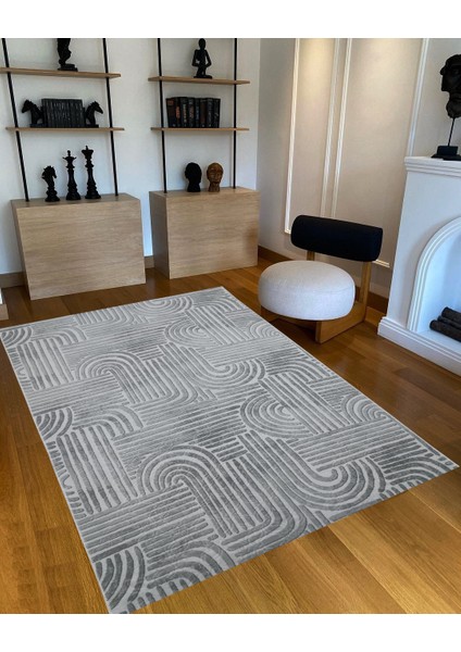 Elit Osso Gri Beyaz Kabartmalı Kaymaz Taban Yıkanabilir Kesme Yolluk Halı fırsatları