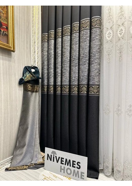 Nivemeshome Likya FT632120 V-902 Siyah 1/3 Sık Pileli Fon Perde Apm fırsatları