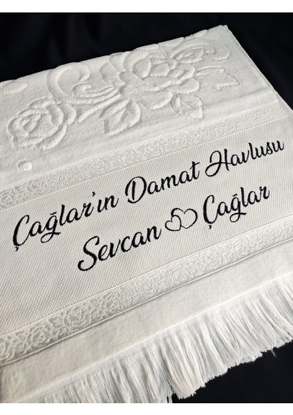 Kişiye Özel Isim Işlemeli Kadife Etamin Söz Havlusu