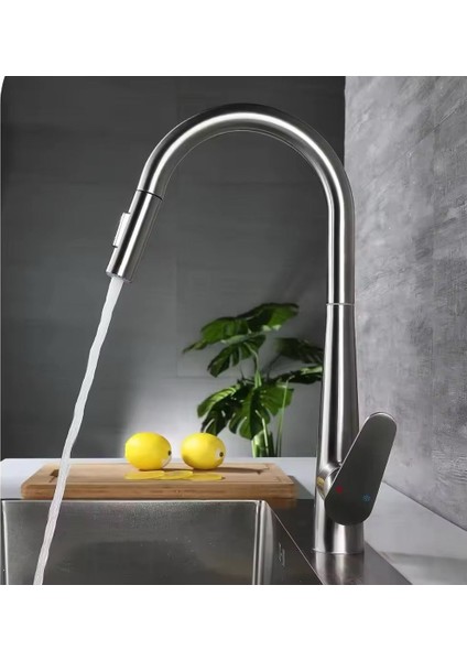 Inox Spiralli Mutfak Evye Batarya Çek Bırak Uzayan Iki Modlu Başlık Fıskiye Musluk Yeni Armatür