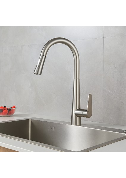 Inox Spiralli Mutfak Evye Batarya Çek Bırak Uzayan Iki Modlu Başlık Fıskiye Musluk Yeni Armatür fırsatları