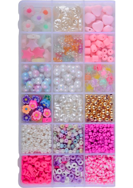 18 Gözlü Boncuk Seti Kendin Yap Hobi Çocuklar Için Takı Yapma Seti Kum Boncuk Fimo Boncuk