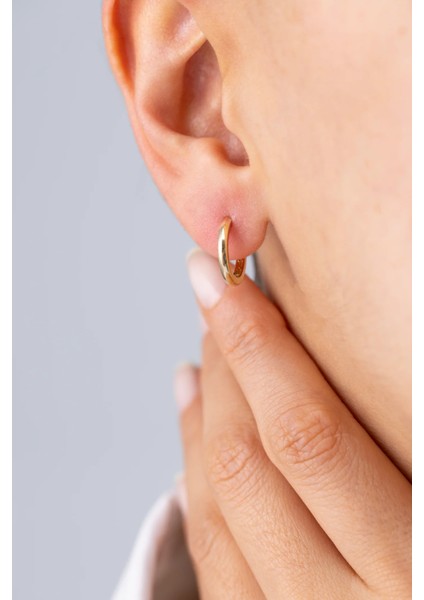 Luna Halka 14 Ayar Altın Küpe