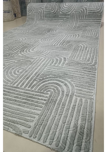 Elit Osso Gri Beyaz Kabartmalı Kaymaz Taban Yıkanabilir Kesme Yolluk Halı fiyatları