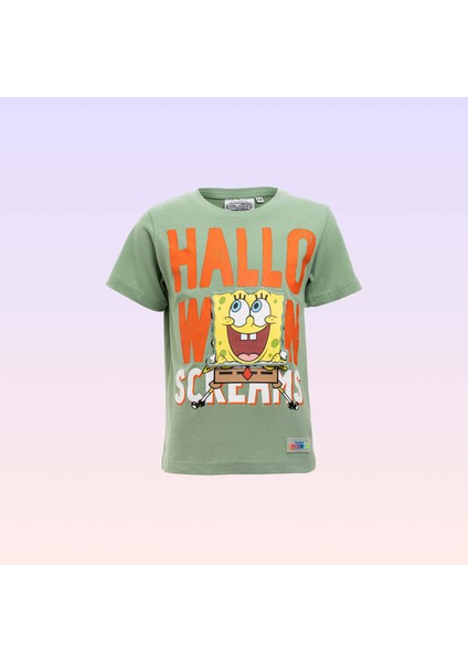 Sünger Bob Kare Pantolon Erkek Çocuk Legendary Halloween Yeşil Tişört