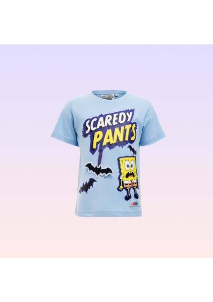 Sünger Bob Kare Pantolon Erkek Çocuk Legendary Halloween Mavi Tişört