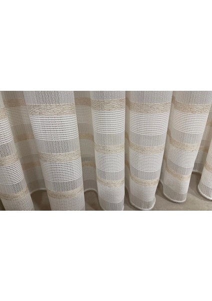 Nivemeshome Haven 3023 Gold Detaylı 1/2,5 Sık Pileli Tül Perde Apm