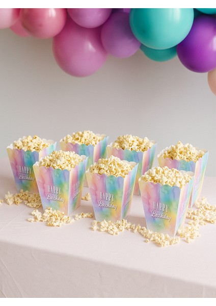 Mısır Kutusu Pop Corn Happy Birthday makaron 8li