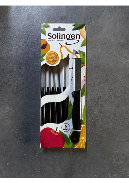 P-Design Solingen Simli Delikli Siyah Renk 6’lı Meyve Bıçağı Seti