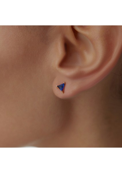 Mavi Taşlı Üçgen Küpe fiyatları