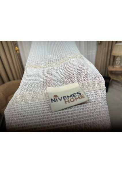 Nivemeshome Haven 3023 Gold Detaylı 1/2,5 Sık Pileli Tül Perde Apm indirimleri