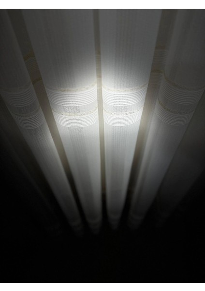 Nivemeshome Haven 3023 Gold Detaylı 1/2,5 Sık Pileli Tül Perde Apm