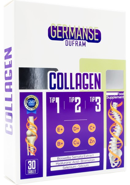 Germanse Dufram 1-2-3 Kolajen, Bromalain ,akgünlük Ekstresi , Hyaluronik Asit 30TABLET