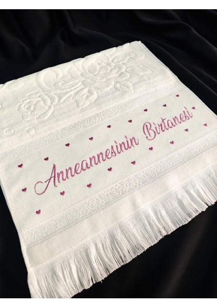 Kişiye Özel Yazı Işlemeli Kadife Etamin %100 Pamuk Havlu