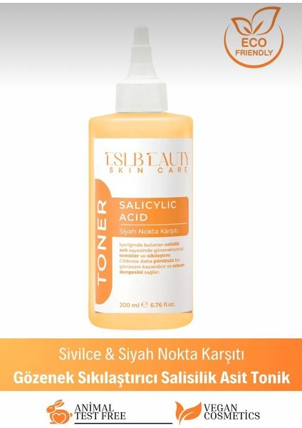 , Salisilik Asit Tonik – Yağlı ve Karma Ciltler İçin Gözenek Sıkılaştırıcı, Siyah Nokta & Akne Karşıtı 200 ml