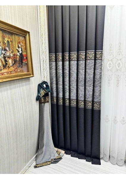 Nivemeshome Likya FT632120 V-902 Siyah 1/3 Sık Pileli Fon Perde Apm