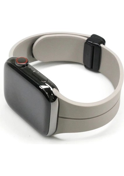 Ally Apple Watch 7-8 41MM 6-5-4 40MM Manyetik Uçlu Silikon Kayış Kordon 3-2-1 38MM-(5775) modelleri