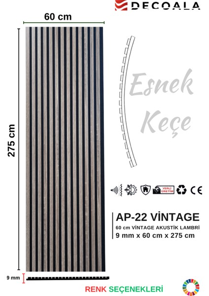 Mdf Ahşap Akustik Puvar Paneli 60X275 cm