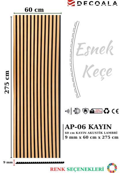 Mdf Ahşap Akustik Puvar Paneli 60X275 cm