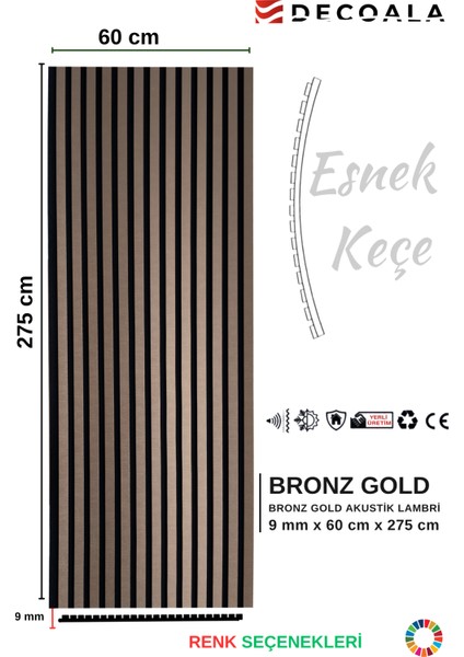 Mdf Ahşap Akustik Puvar Paneli 60X275 cm