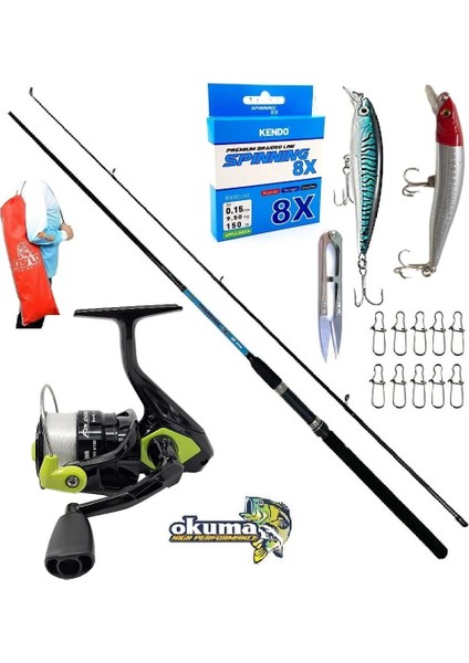 Okuma Fın Chaser 4000 240CM 15-40GR Okuma G-Power Rapala Maket Balık Spin Olta Takımı Seti