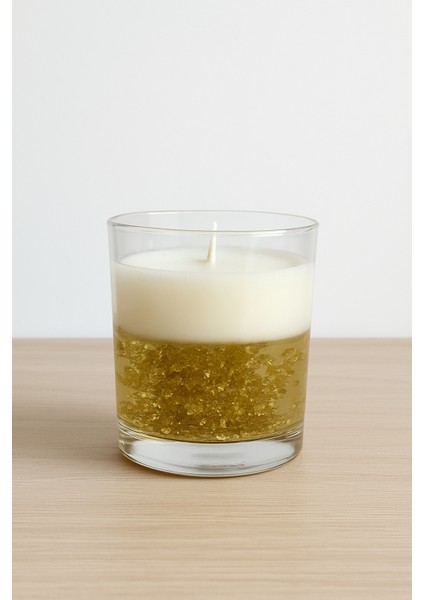 Dekoratif Cam Bardak Mum – Gold Jel & Soya Wax